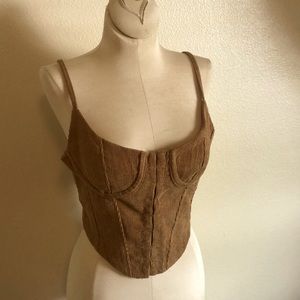 White Fox Corduroy Bustier Top